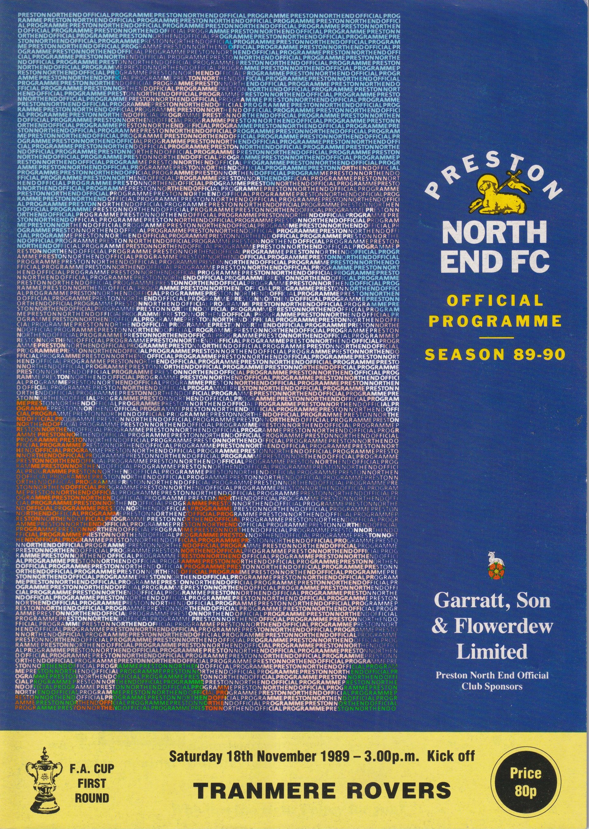 Preston North End v Tranmere Rovers match programme